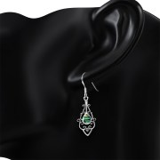 Abalone Shell Drop Silver Earrings, e425